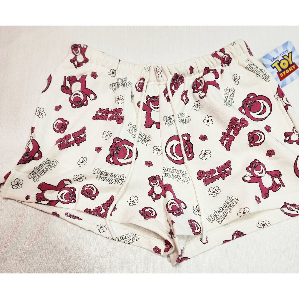 Pixar Lotso ''welcome to sunnyside'' women's medium jogger shorts